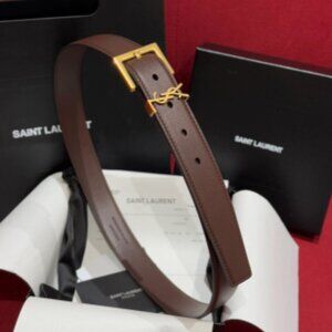 Yves Saint Laurent Brown Belt with Gold Accent